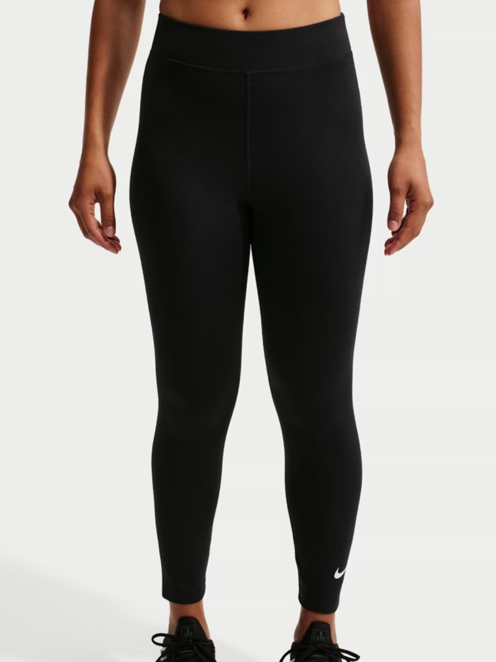 Nike Dri Fit Black High Waist Activewear Leggings White Swish Logo Size S